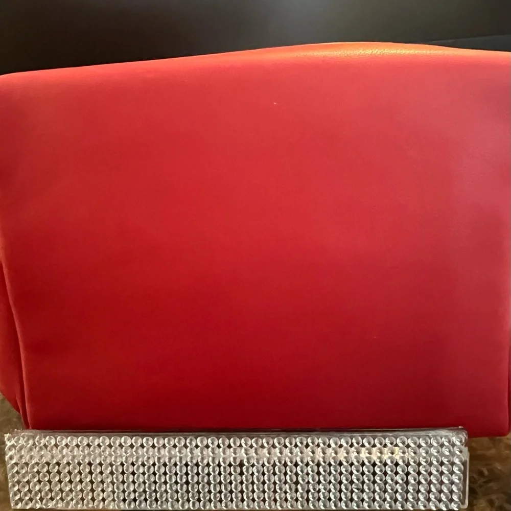 NWOT YSL Red Cosmetic Bag with Silver Accents
